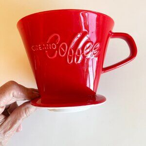 Creano Ceramic 4 Cup Pour Over Coffee Dripper w/ Attached Base